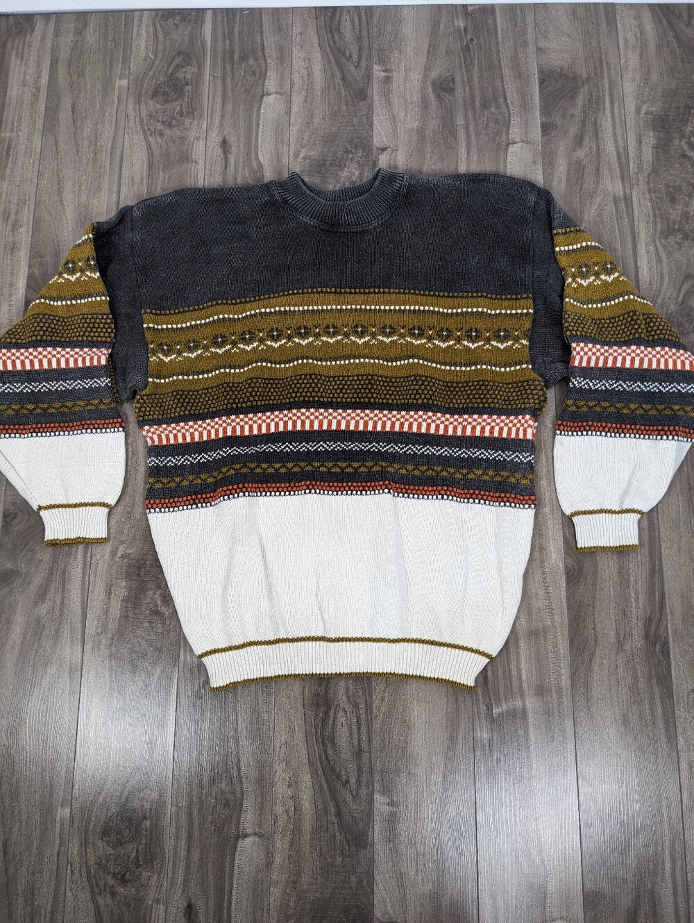 Grandpa Sweater Large Grey Green